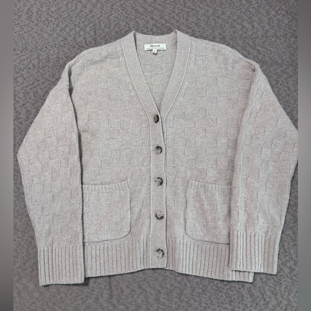 Madewell (Re)sourced Cashmere Checker Knit Cardigan – Size S